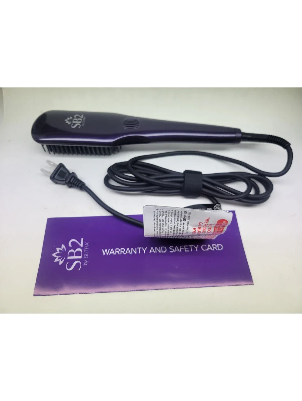 Sutra Beauty Heated Straightening Brush Tourmaline Infused Ceramic Purple *NWOB*